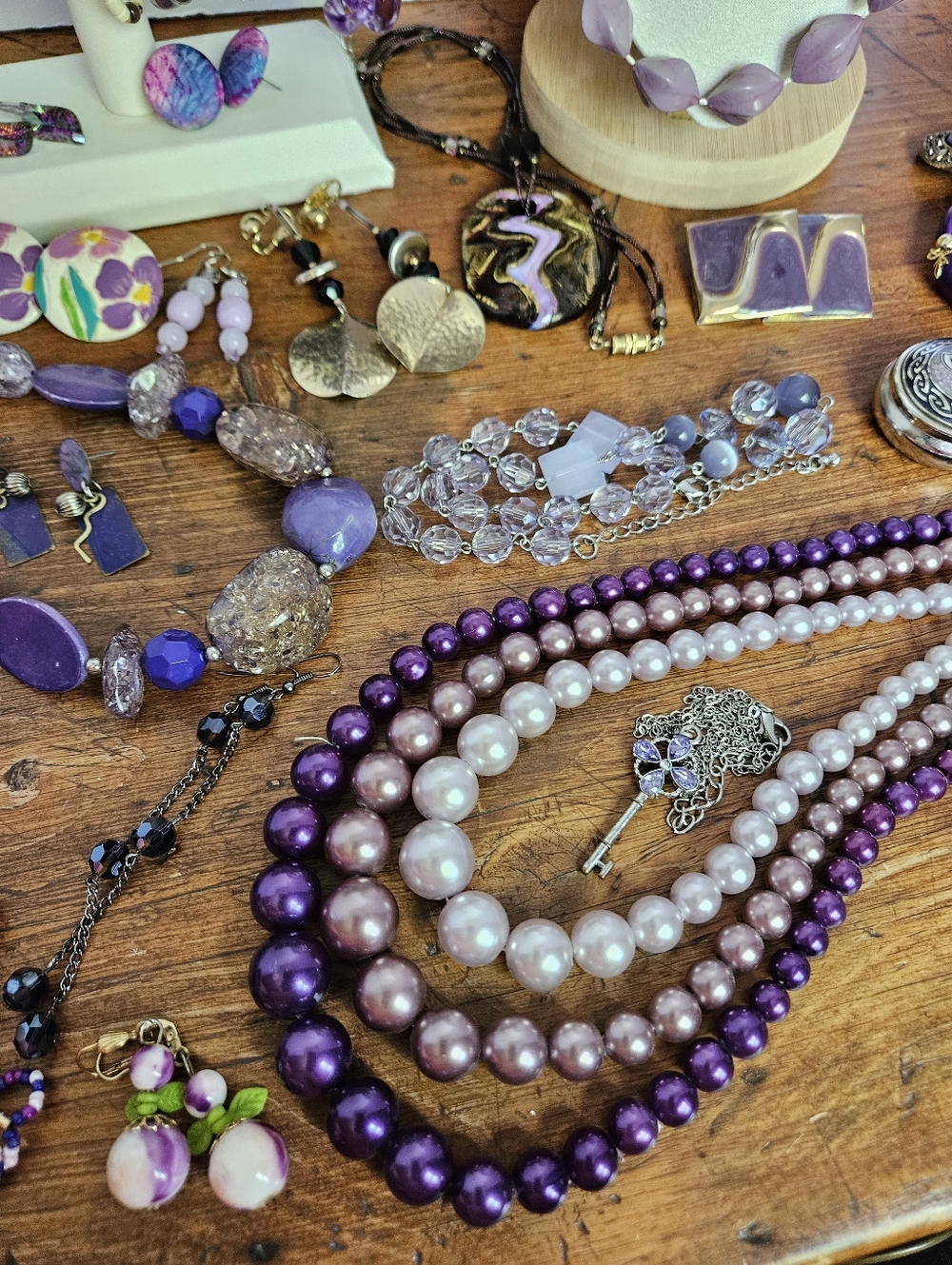Large Purple Estate Jewelry Lot Vintage To Modern Assorted Wearable Violet - Picture 6 of 15
